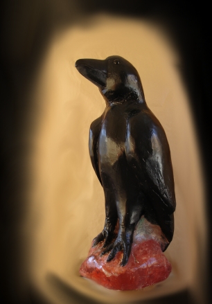 Hand Carved, Painted Raven,  Douglas Fir