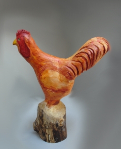 Hand Carved Rooster, Aspen Wood