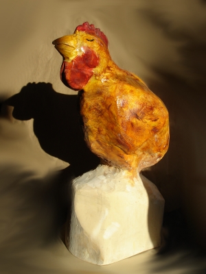 Hand Carved chicken,Aspen Wood