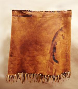 Hand laced aged deer leather skirt